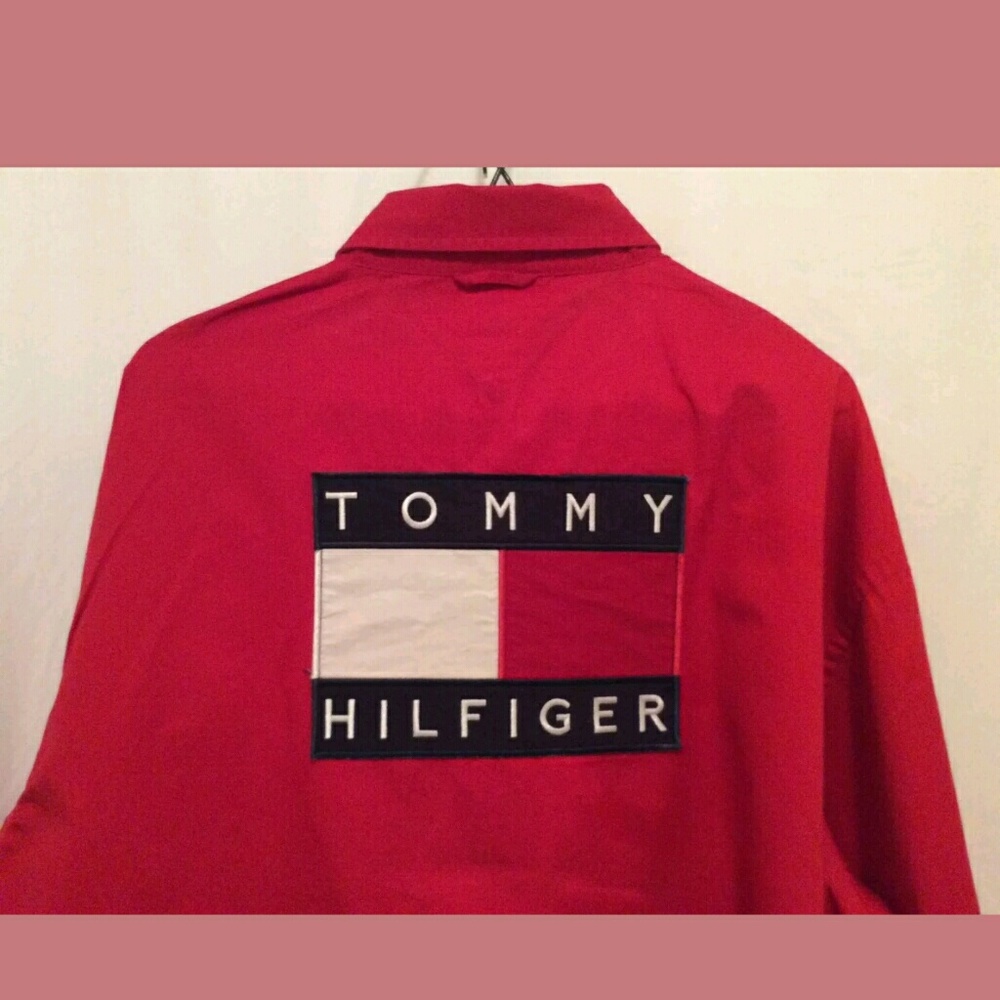 Tommy Hilfiger Shirt XL Vtg 90s Flag USA Stars Red
